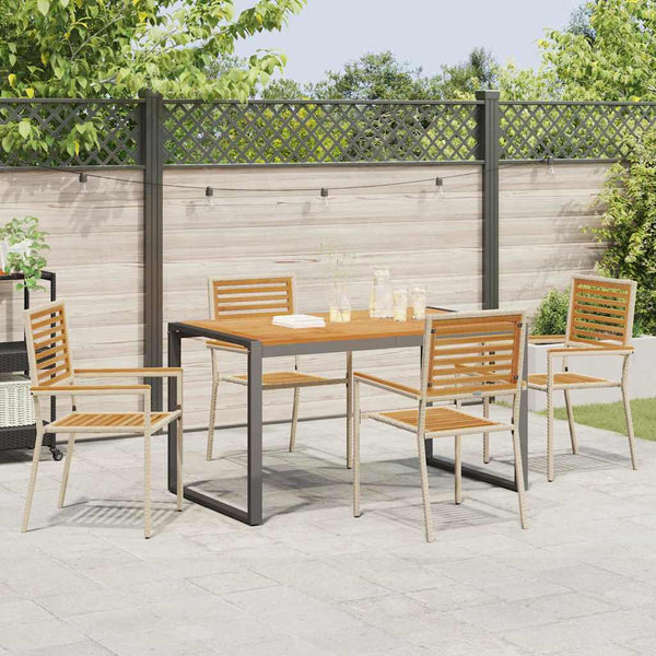 Garten Essgruppe 5-teilig Poly-Rattan Beige Braun