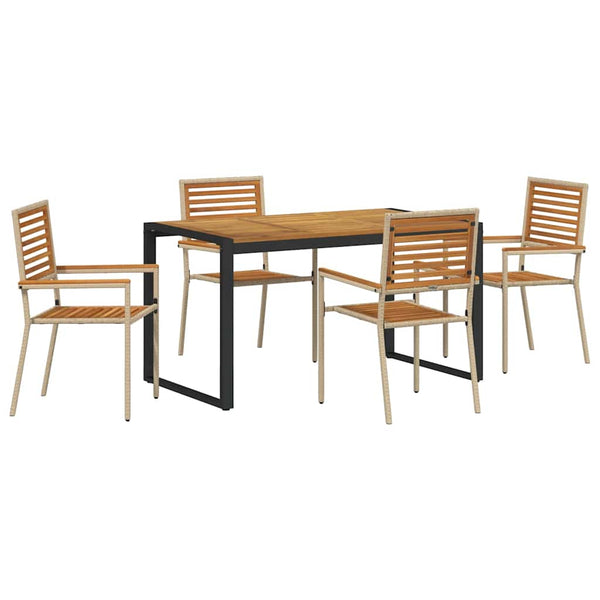 Garten Essgruppe 5-teilig Poly-Rattan Beige Braun