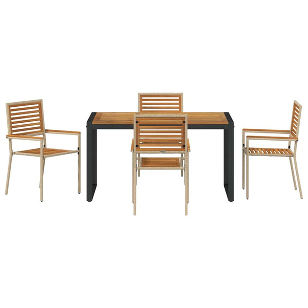 Garten Essgruppe 5-teilig Poly-Rattan Beige Braun