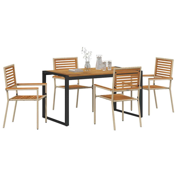Garten Essgruppe 5-teilig Poly-Rattan Beige Braun