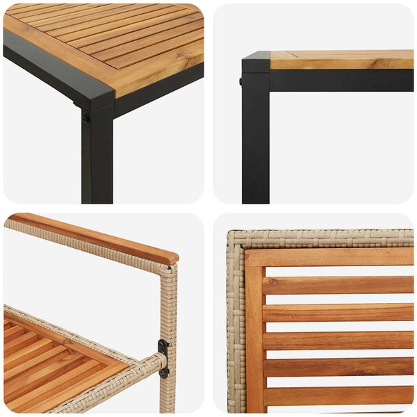 7-teilige Garten Essgruppe Beige Braun Poly-Rattan