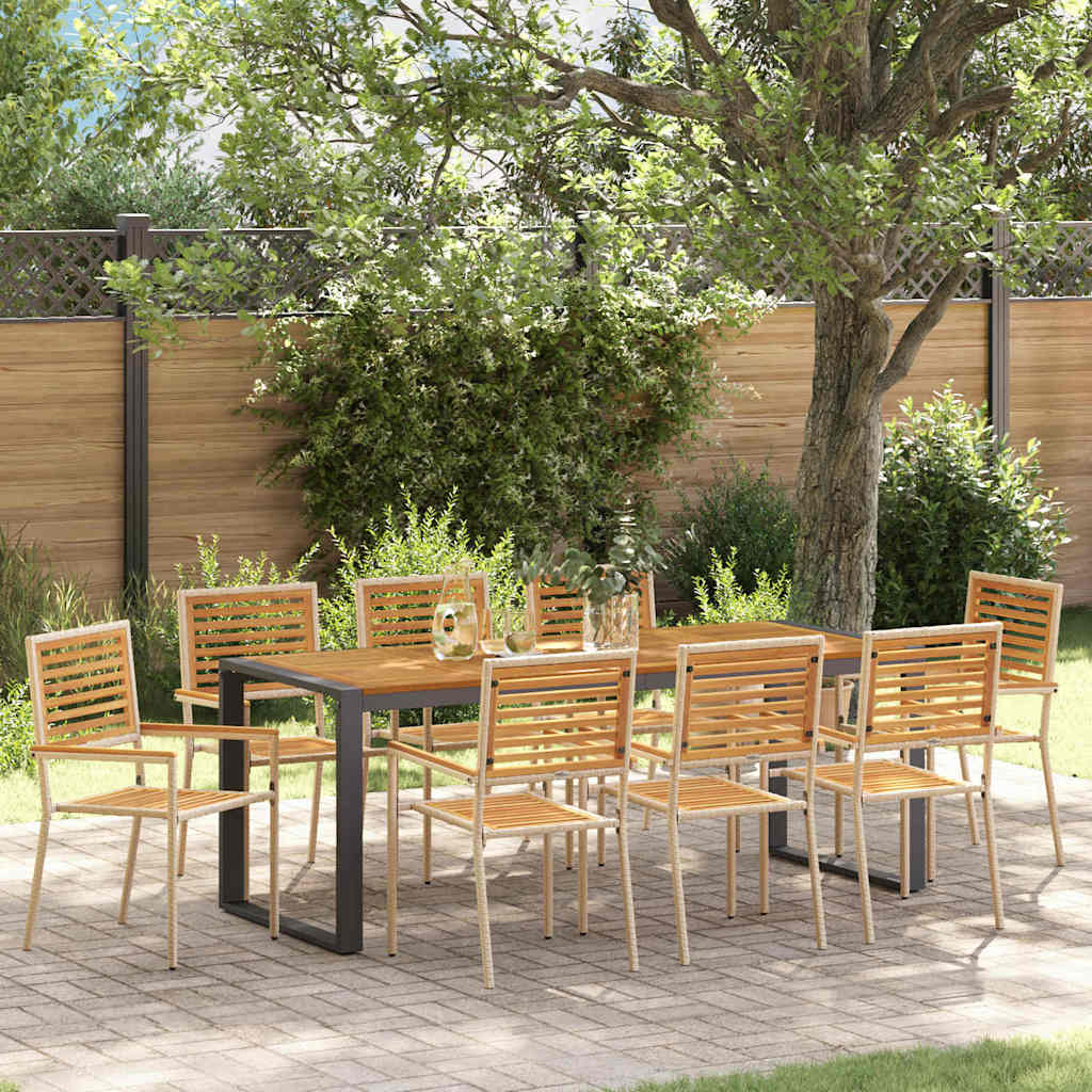 vidaXL Salon de jardin à dîner 9 pcs Beige et marron Résine tressée