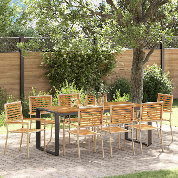 vidaXL Salon de jardin à dîner 9 pcs Beige et marron Résine tressée