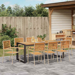 vidaXL Salon de jardin à dîner 9 pcs Beige et marron Résine tressée