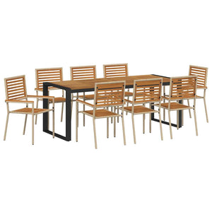 vidaXL Salon de jardin à dîner 9 pcs Beige et marron Résine tressée
