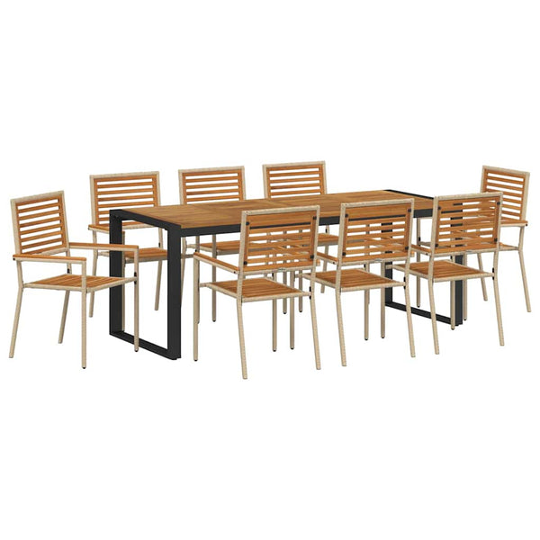 vidaXL Salon de jardin à dîner 9 pcs Beige et marron Résine tressée