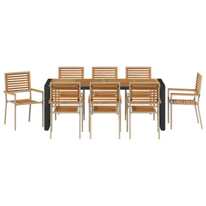 vidaXL Salon de jardin à dîner 9 pcs Beige et marron Résine tressée
