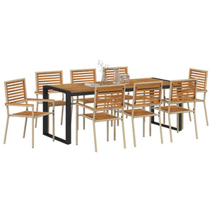 vidaXL Salon de jardin à dîner 9 pcs Beige et marron Résine tressée