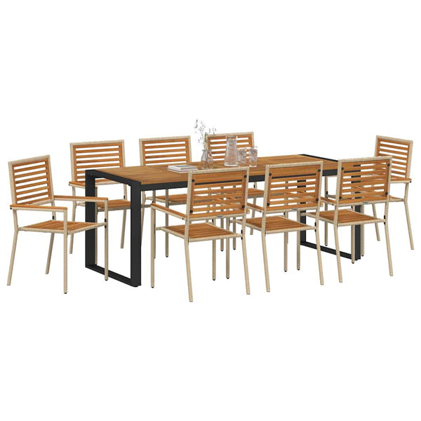 vidaXL Salon de jardin à dîner 9 pcs Beige et marron Résine tressée