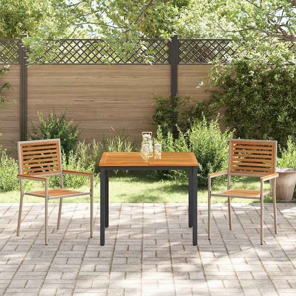 3-teilige Garten Essgruppe aus Poly-Rattan