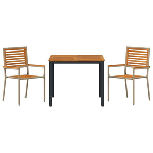 3-teilige Garten Essgruppe aus Poly-Rattan