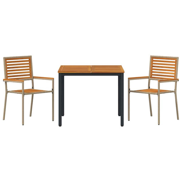 3-teilige Garten Essgruppe aus Poly-Rattan
