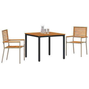 3-teilige Garten Essgruppe aus Poly-Rattan