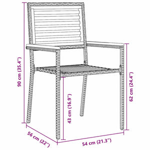 3-teilige Garten Essgruppe aus Poly-Rattan