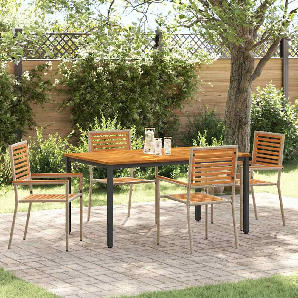 4-teilige Garten Essgruppe Beige Braun Poly-Rattan