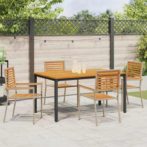 vidaXL Salon de jardin à dîner 4 pcs Beige et marron Résine tressée