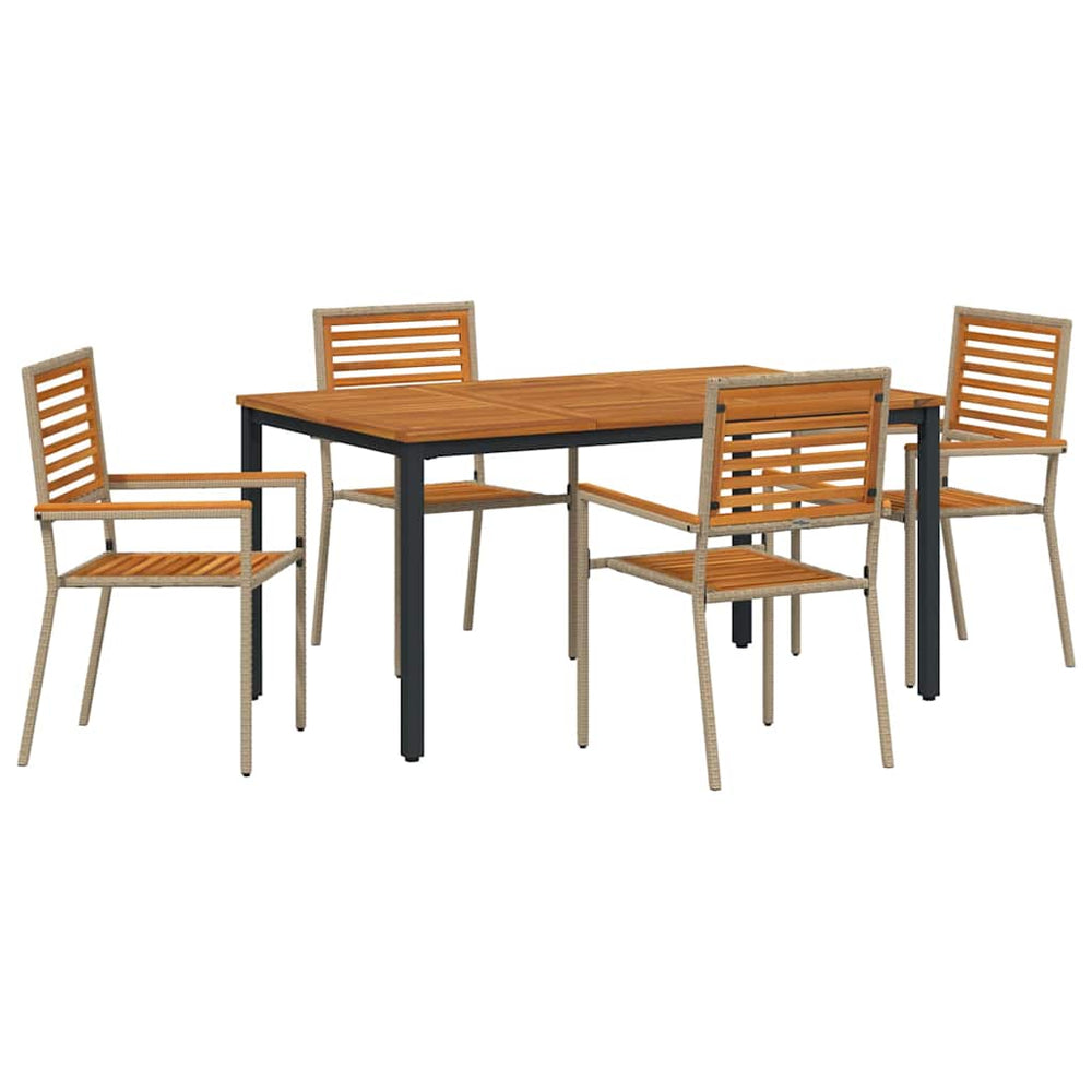 4-teilige Garten Essgruppe Beige Braun Poly-Rattan