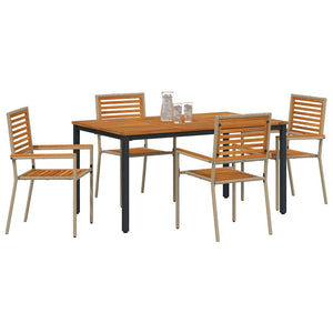 vidaXL Salon de jardin à dîner 4 pcs Beige et marron Résine tressée