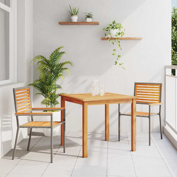 3-teilige Garten Essgruppe Akazie Grau