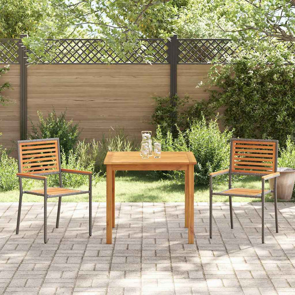 3-teilige Garten Essgruppe Akazie Grau