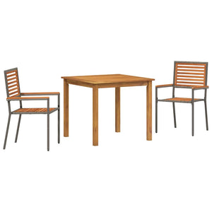 3-teilige Garten Essgruppe Akazie Grau