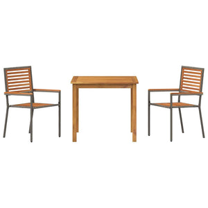 3-teilige Garten Essgruppe Akazie Grau