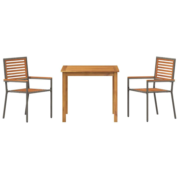 3-teilige Garten Essgruppe Akazie Grau