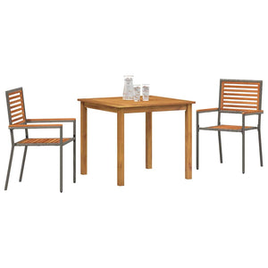 3-teilige Garten Essgruppe Akazie Grau