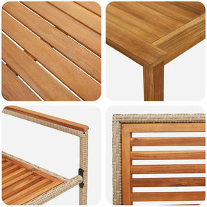3-teilige Garten Essgruppe Beige Akazie