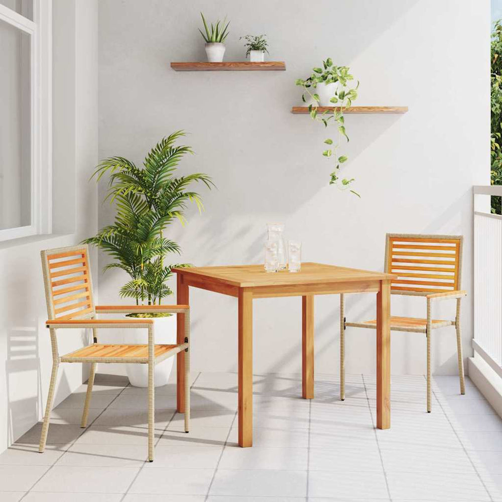 3-teilige Garten Essgruppe Beige Akazie