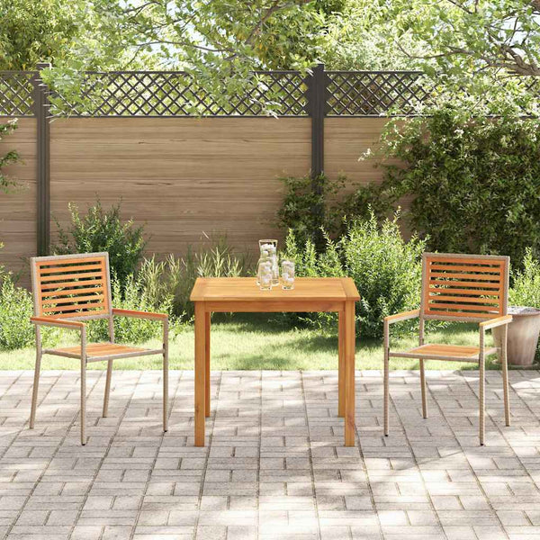 3-teilige Garten Essgruppe Beige Akazie