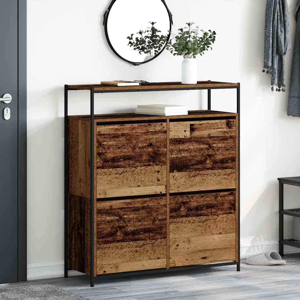 Schuhschrank Altholz mit Regal 100 cm