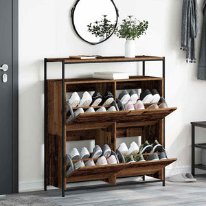Schuhschrank Altholz mit Regal 100 cm