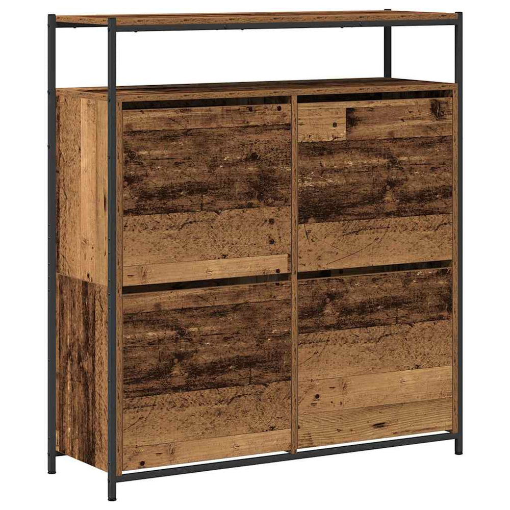 Schuhschrank Altholz mit Regal 100 cm