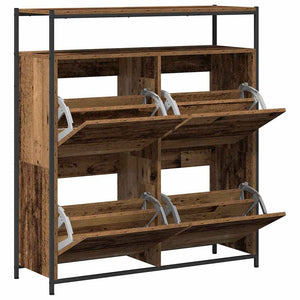 Schuhschrank Altholz mit Regal 100 cm