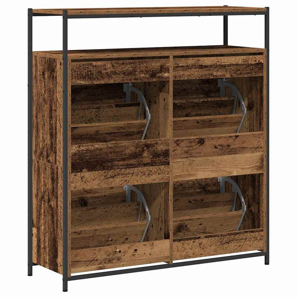 Schuhschrank Altholz mit Regal 100 cm