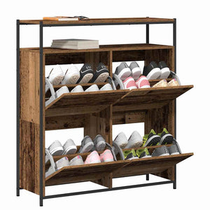 Schuhschrank Altholz mit Regal 100 cm