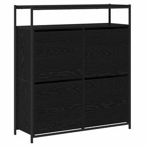 vidaXL Meuble à chaussures avec étagère Noir aspect chêne 100 x 34 x 112 cm