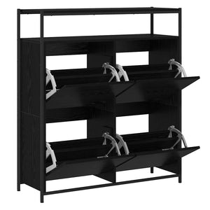 vidaXL Meuble à chaussures avec étagère Noir aspect chêne 100 x 34 x 112 cm