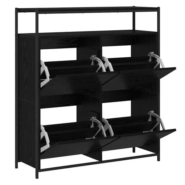 vidaXL Meuble à chaussures avec étagère Noir aspect chêne 100 x 34 x 112 cm