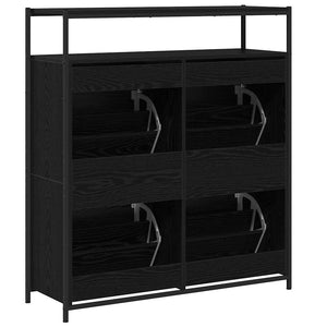 vidaXL Meuble à chaussures avec étagère Noir aspect chêne 100 x 34 x 112 cm