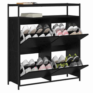 vidaXL Meuble à chaussures avec étagère Noir aspect chêne 100 x 34 x 112 cm
