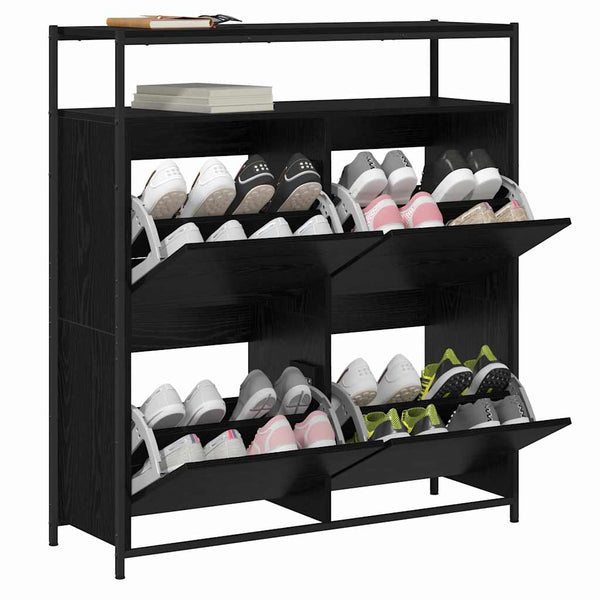 vidaXL Meuble à chaussures avec étagère Noir aspect chêne 100 x 34 x 112 cm