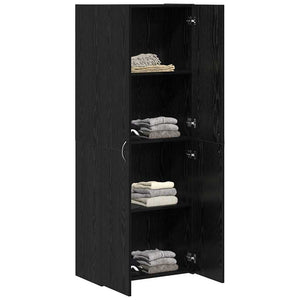 Büroschrank Schwarz Eichenoptik, 60cm