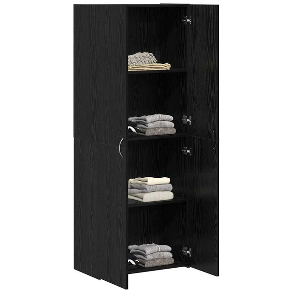 Büroschrank Schwarz Eichenoptik, 60cm