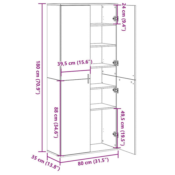 Highboard Altholz 80x35x180cm