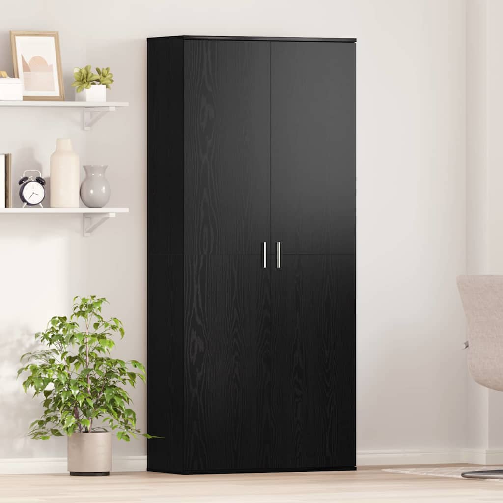 vidaXL Bahut haut noir aspect chêne 80 x 35 x 180 cm Bois d'ingénierie