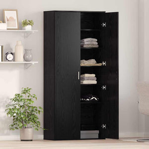 vidaXL Bahut haut noir aspect chêne 80 x 35 x 180 cm Bois d'ingénierie