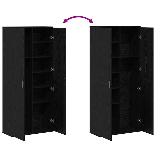 vidaXL Bahut haut noir aspect chêne 80 x 35 x 180 cm Bois d'ingénierie