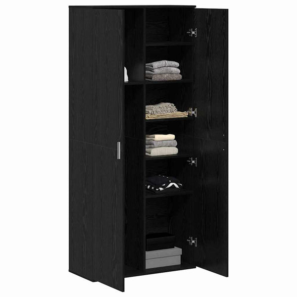 vidaXL Bahut haut noir aspect chêne 80 x 35 x 180 cm Bois d'ingénierie
